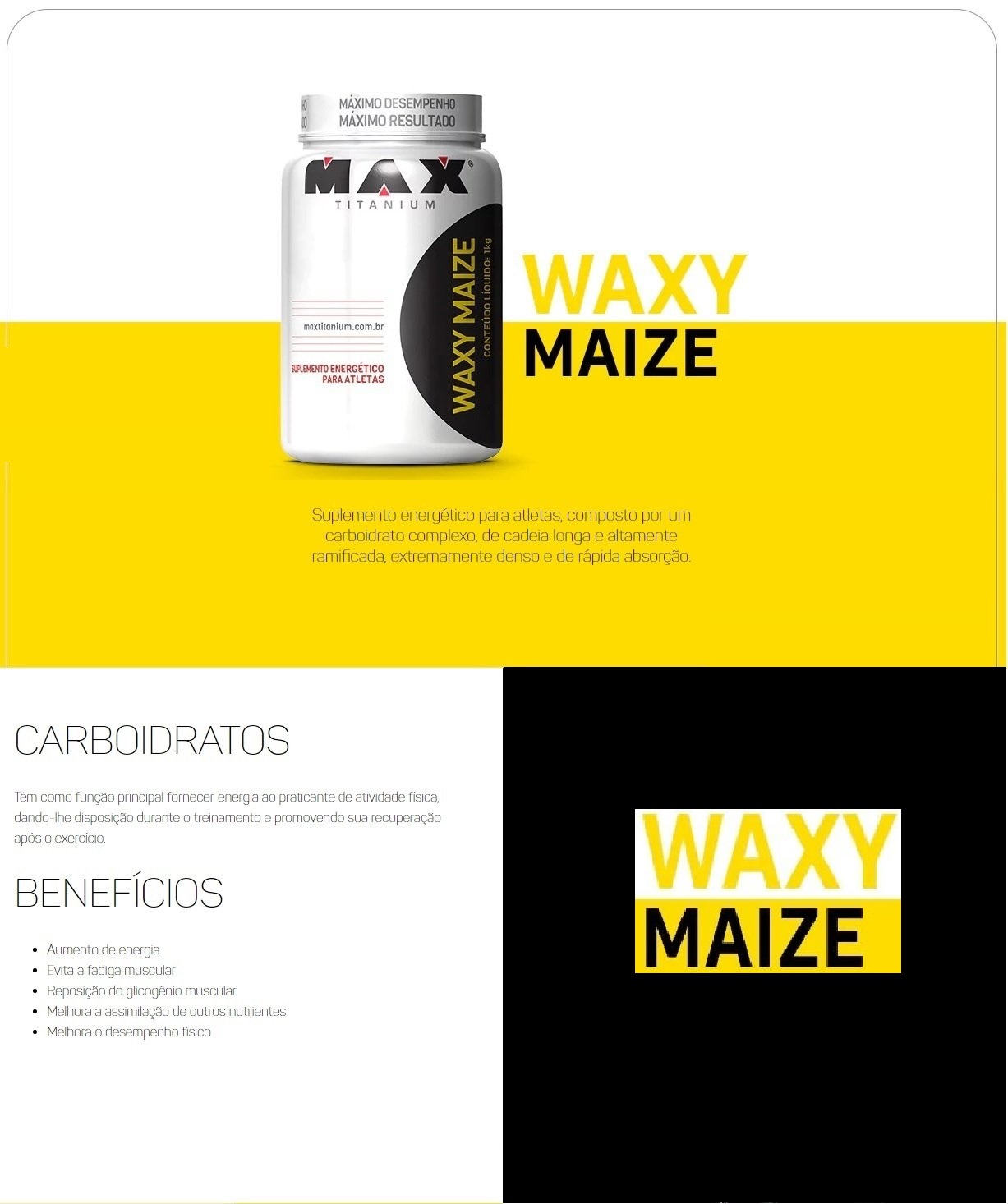 TopWay Suplementos - Waxy Maize 1kg - Max Titanium
